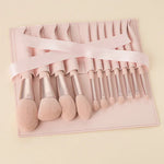 Make-up Kit Beauty Brush Girl – 11 Piece Pink Brush Set with Ribbon Powder Bag