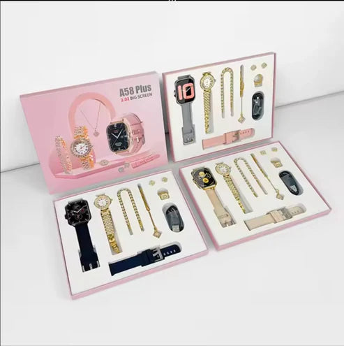 Ritulio A58 Smart Watch 5 in 1 – Men’s Smartwatch + Women’s Quartz Luxury Watch with Jewelry Gift Pack