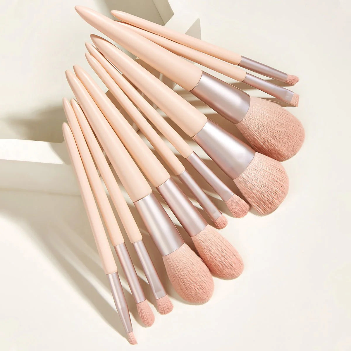 Make-up Kit Beauty Brush Girl – 11 Piece Pink Brush Set with Ribbon Powder Bag