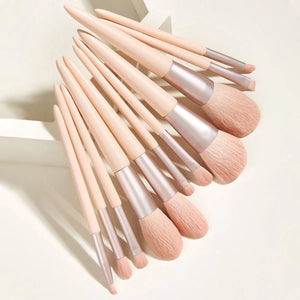 Make-up Kit Beauty Brush Girl – 11 Piece Pink Brush Set with Ribbon Powder Bag