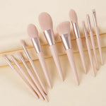 Make-up Kit Beauty Brush Girl – 11 Piece Pink Brush Set with Ribbon Powder Bag
