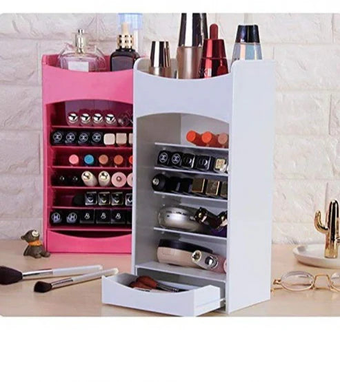 makeup organizer, lipstick storage tower, nail polish holder, cosmetic organizer, beauty storage, multilayer makeup box, vanity organizer, cosmetic storage box, lip and nail organizer, makeup storage tower, organizer for women